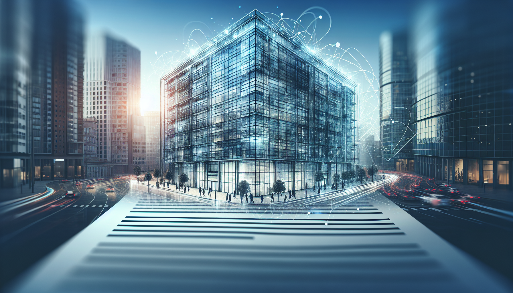 Illustration of a commercial property with a loan agreement