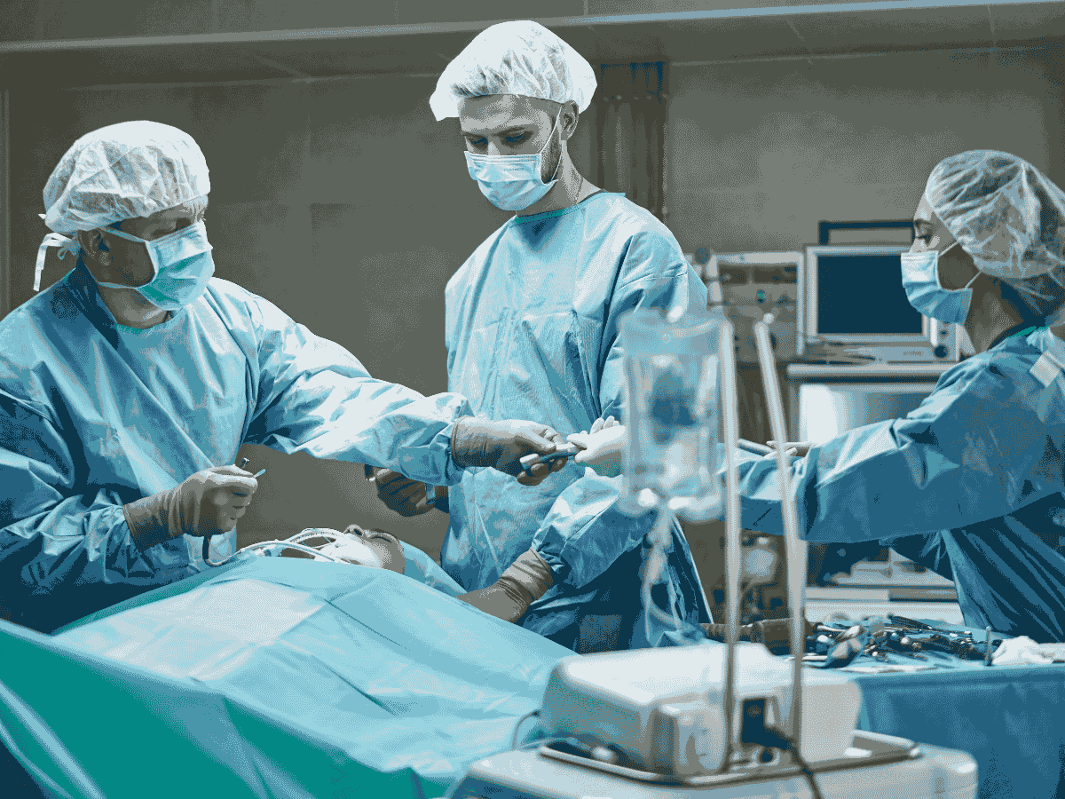 Australian day surgery facility theatre with surgical equipment, monitoring systems and recovery area