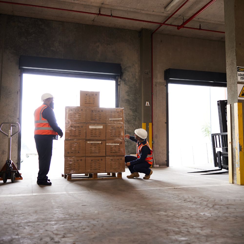Australian distribution centre interior with loading dock equipment and high-cube pallet racking